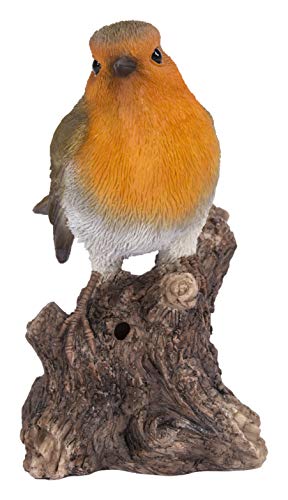 Hi-Line Gift Ltd. Motion Activated Singing Robin ON Stump, braun; orange von Hi-Line Gift Ltd.