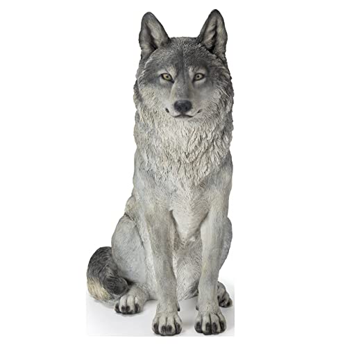 Hi-Line Gift Ltd. Sitzender Grauer Wolf-Statue von Hi-Line Gift Ltd.