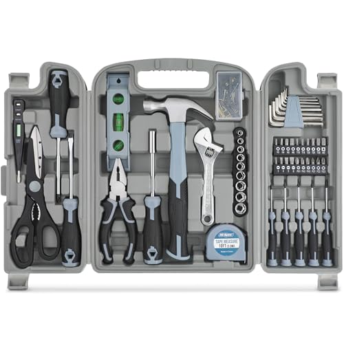 Haushalts Werkzeug Set Werkzeugkoffer für Frauen Gefüllt : Hi-Spec 54 tlg. Werkzeugkasten mit Hammer, Schraubenzieher, Maßband, Sechskantschlüsseln und Nüssen für Haushalt und Garage von Hi-Spec
