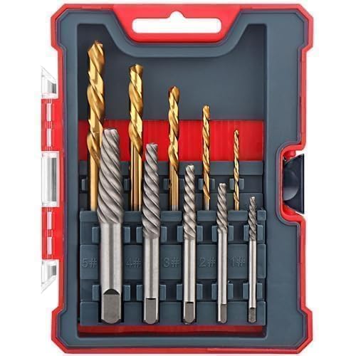 Hi-Spec 10-teiliges Schraubenausdreher-Set mit HSS-Bohrer-Set – Größen 1-9 mm und 5-13 mm, Linksausdreher für beschädigte Schrauben. von Hi-Spec