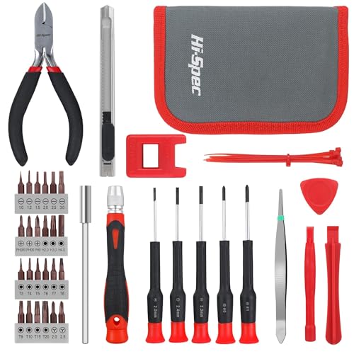 Hi-Spec 38-tlg. Computer- und Elektronik-Reparaturset. Präzisionsbits aus S2-Stahl, Schneidwerkzeuge und Öffnungshebel für Handys, Laptops, Drohnen und Technikgeräte von Hi-Spec
