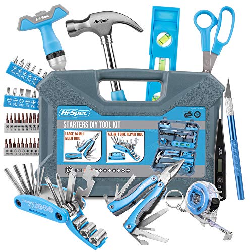 Hi-Spec 48-tlg. Blaues Werkzeugset im Werkzeugkoffer – Freizeit-Set für Fahrradreparatur und Camping, ideal für Studenten, Einsteiger, Auszubildende und Naturfreunde von Hi-Spec