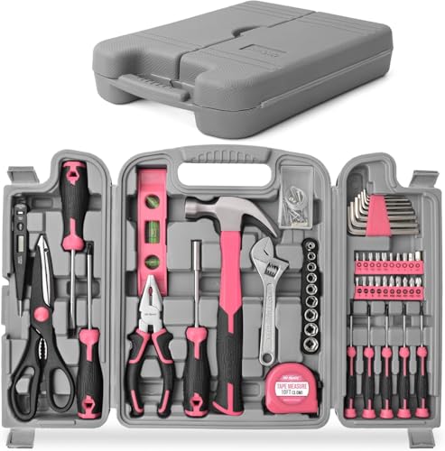 Hi-Spec 54-TLG. Werkzeugkoffer für Frauen Pink mit Klauenhammer, Präzisionschraubenzieher-Set, Nüssen und Bit Set. Handwerkzeug in Rosa für Projekte in Haushalt von Hi-Spec