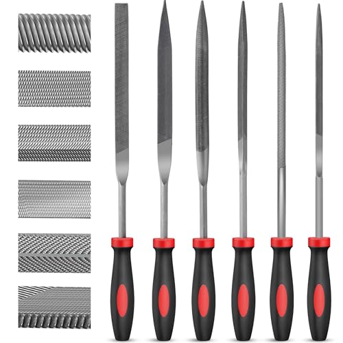 Hi-Spec 6-tlg. Nadelfeilen Set für Metall, Mini-Feilen-Set inklusive runder, halbrunder, quadratischer, dreieckiger, flacher und flachspitziger Feile – Ideal für Handwerker, Werkstatt und Heimwerken von Hi-Spec