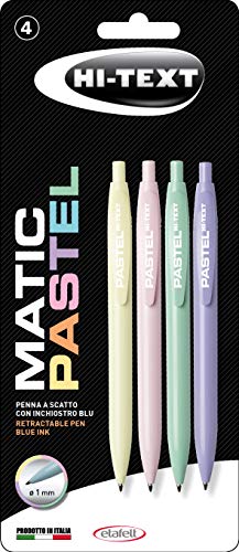 HI-TEXT 906 MATIC PASTEL Druckkugelschreiber mittel 1 mm - Blister 4 Stück farbig sortiert Schreibfarbe blau von Hi-Text
