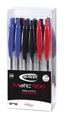 Hi-Text 900 Matic Klarsichtetui 20 Kugelschreiber, mittlere Spitze, 1 mm, 20 Stück von Hi-Text