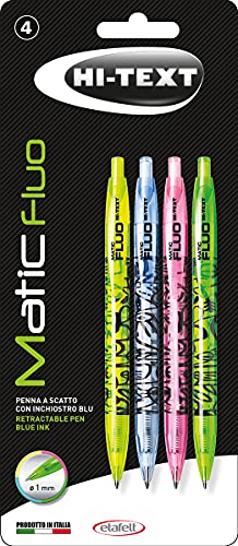 Hi-Text 910 Matic Fluo blister 4 Kugelschreiber, medium 1 mm von Hi-Text