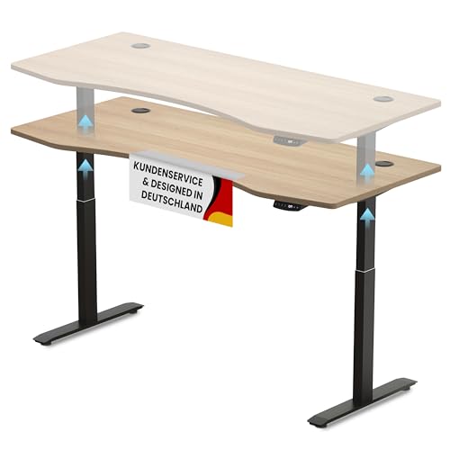 Duke-Handel Schreibtisch Höhenverstellbar Elektrisch Mit Memory Funktion Ergonomischer Stehtisch Mit Teleskop Tischgestell 180 x 80 cm Oder 150 x 78 cm (Schwarz-Natur, 150 x 78 cm) von Duke-Handel