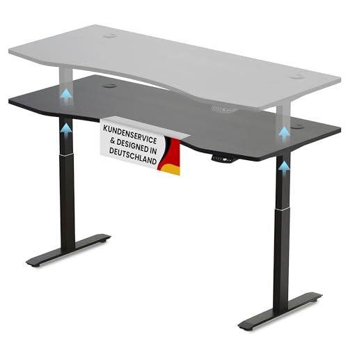 Duke-Handel Schreibtisch Höhenverstellbar Elektrisch Mit Memory Funktion Ergonomischer Stehtisch Mit Teleskop Tischgestell 180 x 80 cm Oder 150 x 78 cm (Schwarz-Schwarz, 150 x 78 cm) von Duke-Handel