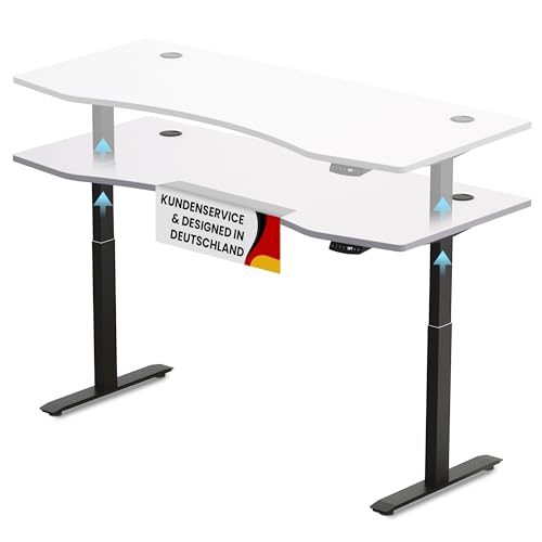 Duke-Handel Schreibtisch Höhenverstellbar Elektrisch Mit Memory Funktion Ergonomischer Stehtisch Mit Teleskop Tischgestell 180 x 80 cm Oder 150 x 78 cm (Schwarz-Weiß, 180 x 80 cm) von Duke-Handel