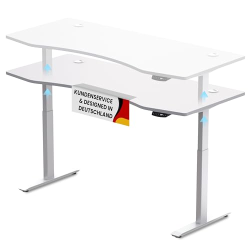 Duke-Handel Schreibtisch Höhenverstellbar Elektrisch Mit Memory Funktion Ergonomischer Stehtisch Mit Teleskop Tischgestell 180 x 80 cm Oder 150 x 78 cm (Weiß-Weiß, 180 x 80 cm) von Duke-Handel