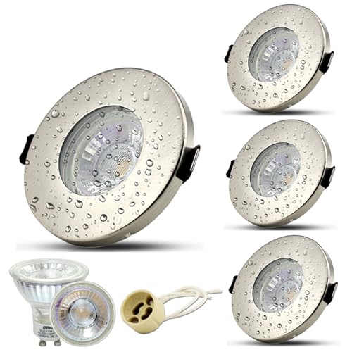 HiBay 4Stk Einbaustrahler LED IP44 Einbauspots Badezimmer Einbauleuchte 68mm GU10 Bad Deckenspot Inkl. 5W Leuchtmittel Naturweiß 230V von HiBay