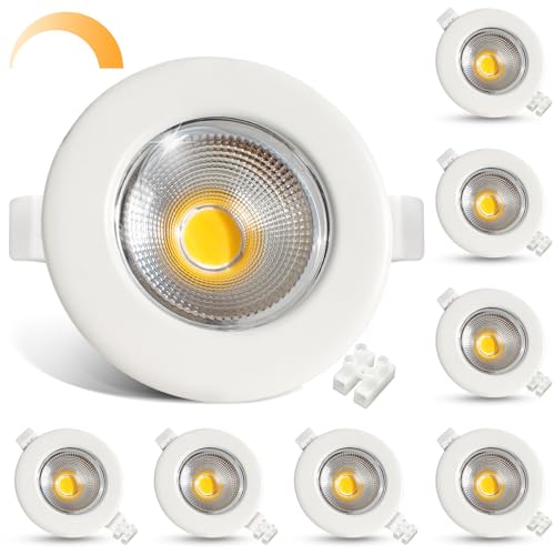 HiBay 8er Einbaustrahler LED Dimmbar COB Set 10W LED Spots 230V 65-85mm Lochmaß Rund Weiß Einbauspots 4000K Neutralweiß 850LM für Schlafzimmer Wohnzimmer Vorratsschrank HiBay 8er Einbaustrahler LED Dimmbar COB Set 10W LED Spots 230V 65-85mm Lochmaß Rund Weiß Einbauspots 4000K Neutralweiß 850LM für Schlafzimmer Wohnzimmer Vorratsschrank von HiBay