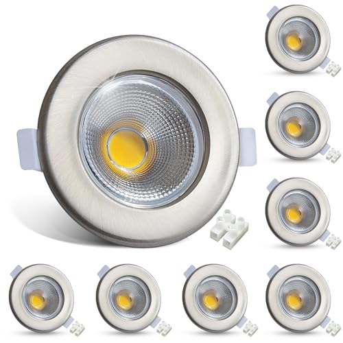 HiBay 8er LED Einbaustrahler Flach 10W Set LED Spots 230V 4000K Neutralweiß Rund Einbauleuchten Gebürstet Edelstahl 65-85mm Lochmaß Deckenspots 850LM für Wohnzimmer Gym HiBay 8er LED Einbaustrahler Flach 10W Set LED Spots 230V 4000K Neutralweiß Rund Einbauleuchten Gebürstet Edelstahl 65-85mm Lochmaß Deckenspots 850LM für Wohnzimmer Gym von HiBay