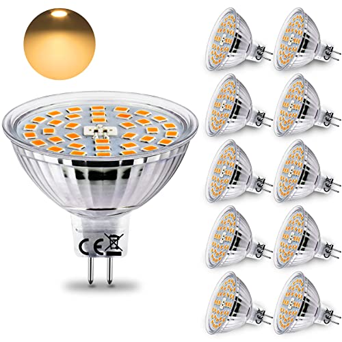HiBay LED Leuchtmittel GU5.3 Lampe Warmweiß 2700K 4W (ersetzt 35W Halogenlampen) 400lm MR16 LED Birne 12V AC/DC Spot 10er Set von HiBay