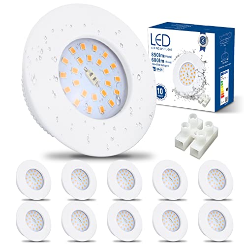 HiBay LED Spot 7W LED Einbaustrahler Flach IP44 Badezimmer Deckenspots Rund Einbauleuchten 3000K Warmweiß 850lm 10er Set von HiBay