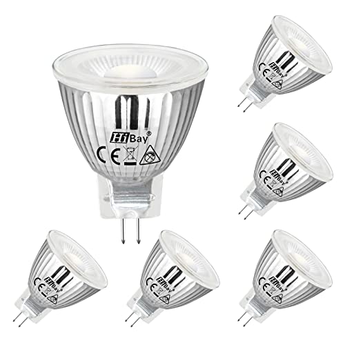 HiBay MR11 GU4 LED Lampe Neutralweiß 5W, ersetzt 45W Glühlampe, LED Leuchtmittel Spot Gluehbirne Strahler Leuchte 400LM 4500K, LED Spotlight 38°, AC/DC 12V, ø35x42mm, 6er Pack von HiBay