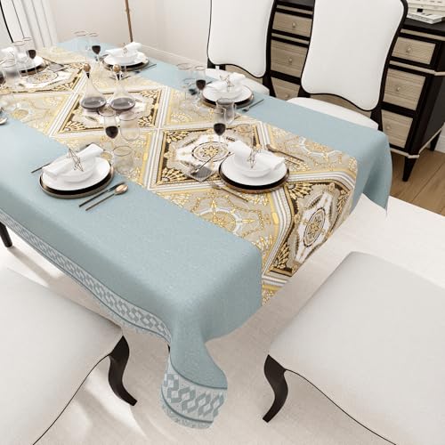 Tischdecke Rechteckige,Wasserdicht,Tischdecken aus PVC,Tischdecke für Esszimmer,Garten,Party,Hochzeiten oder Haushalt,Dunst Blau,140 x 260 cm von HiBeauty PRO