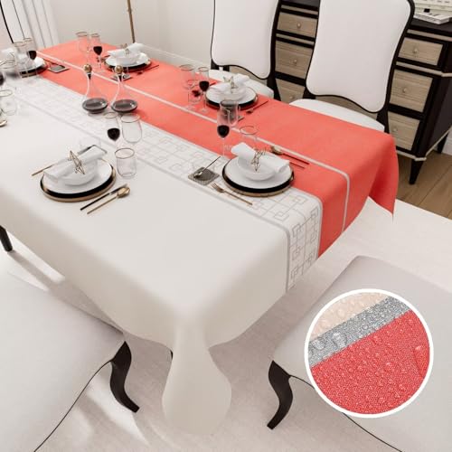 Tischdecke Rechteckige,Wasserdicht,Tischdecken aus PVC,Tischdecke für Esszimmer,Garten,Party,Hochzeiten oder Haushalt,Gitter Rot-Creme,140 x 240 cm Tischdecke Rechteckige,Wasserdicht,Tischdecken aus PVC,Tischdecke für Esszimmer,Garten,Party,Hochzeiten oder Haushalt,Gitter Rot-Creme,140 x 240 cm von HiBeauty PRO