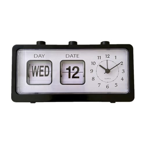 HiCOZZIE Mechanischer Neuheit Flip Clock Digitale Tischuhr mit Kalender Uhr Wohnkultur Retro Dekorationen, Schwarz von HiCOZZIE