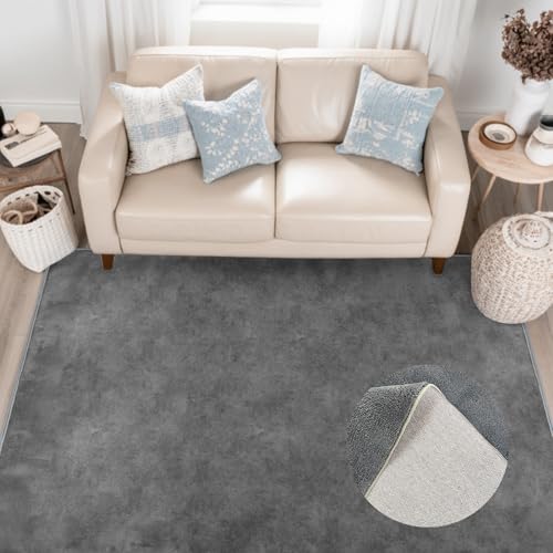 HiChiclife Kurzflor Teppich Grau 120x160 – Waschbar & rutschfest mit TPE-Unterseite – Weich & Pflegeleicht für Wohnzimmer, Schlafzimmer & Kinderzimmer von HiChiclife