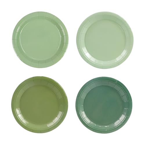 HiEnjoin 48 Stück Salbeigrün Pappteller Gradient Grün Partyteller 18cm Einweg Dessertteller für Geburtstage, Hochzeiten, Babypartys, Partys und andere Anlässe, 4 Farben von HiEnjoin