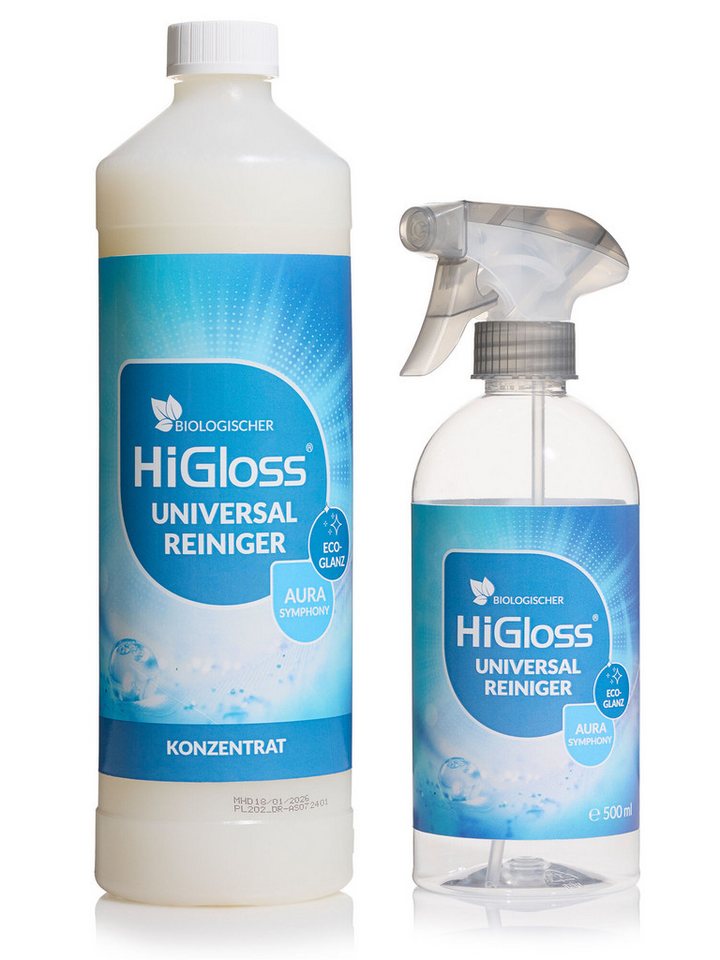 HiGloss Biologischer Universalreiniger EcoGlanz, 1 l Allzweckreiniger (1-St. 1000 ml Geruchsneutralisierer, pH-neutral, für Böden, Textilien, u.v.m) von HiGloss