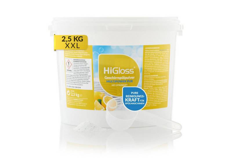 HiGloss Geschirrspülpulver "Multi-Power" Geschirrspülmittel (1-St. 2,5kg Duftrichtung Citrus: Für bis zu 200 Spülgänge) von HiGloss
