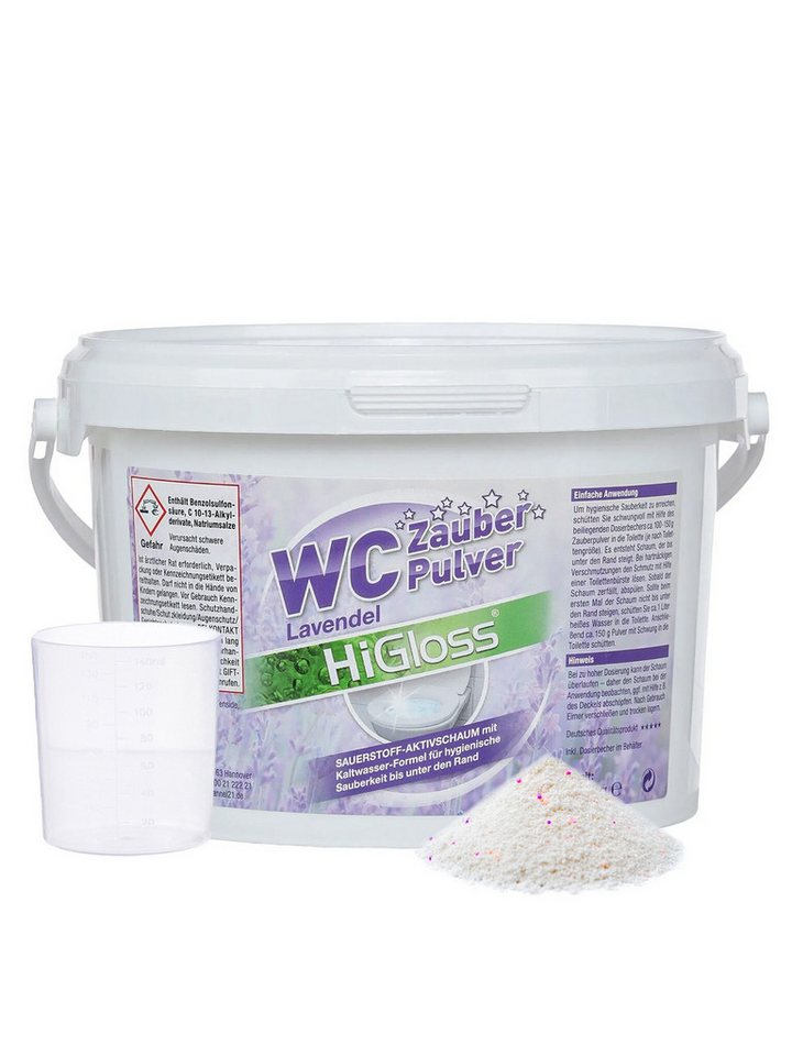 HiGloss WC Zauberpulver für eine saubere Toilette WC-Reiniger (1-St. 2,5kg Schmutzfinder-Technologie, WC Schaum extra stark geg. Urinstein & Kalk) von HiGloss