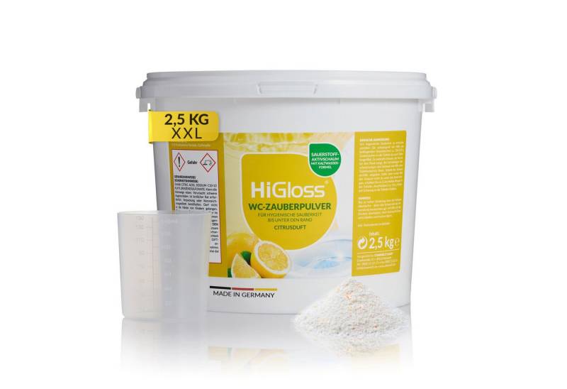 HiGloss WC Zauberpulver für eine saubere Toilette WC-Reiniger (1-St. 2,5kg Schmutzfinder-Technologie, WC Schaum extra stark geg. Urinstein & Kalk) von HiGloss