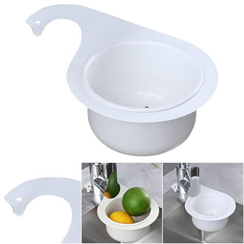 Multi-functional Drain Basket, Siebkorb aus Edelstahl in Schwanenform für die Spüle, Spülbecken Sieb, Abnehmbare Sieb Küche Abflussregal,Waschbecken Filterablage (Weiß) von HiGropcore