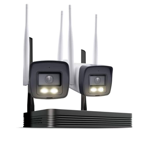 HiLook WLAN Überwachungskamera Set Außen | 2X 4 MP Bullet Kameras | WiFi NVS mit Micro-SD-Slot | Outdoor Kamera Komplettset | Menschen- & Fahrzeugerkennung | Nachtsicht | 2-Wege-Audio von HiLook