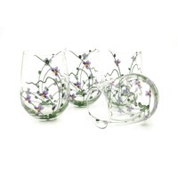 Orchideen Weingläser Handgemalte Stengellose Weingeschenk Hochzeitsgeschenk Weihnachtsgeschenk Geburtstagsgeschenk Für Frau 4Er Set von HiMaria