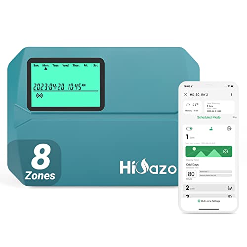HiOazo bewässerungscomputer, WiFi Sprinkler Bewässerungssystem Timer, 8 Zonen, Innen Außenbewässerungssystem Controller, App-Überwachung, Regenauslassung, saisonale Anpassung HO-SC-8W HiOazo bewässerungscomputer, WiFi Sprinkler Bewässerungssystem Timer, 8 Zonen, Innen Außenbewässerungssystem Controller, App-Überwachung, Regenauslassung, saisonale Anpassung HO-SC-8W von HiOazo