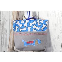 Futterbeutel Leckerlibeutel Knochen Magnetverschluß Innen Beschichtet Ziernaht Krone Grau Hund Leckerlitasche von HiPsyHandmade