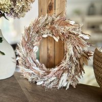 Türkranz Dekokranz Wandkranz Kranz Tischdeko Tischkranz Trockenblumen Deko Wohndeko Creme Blush Rose Pampas Geschenk von HiRosieFlowerArt