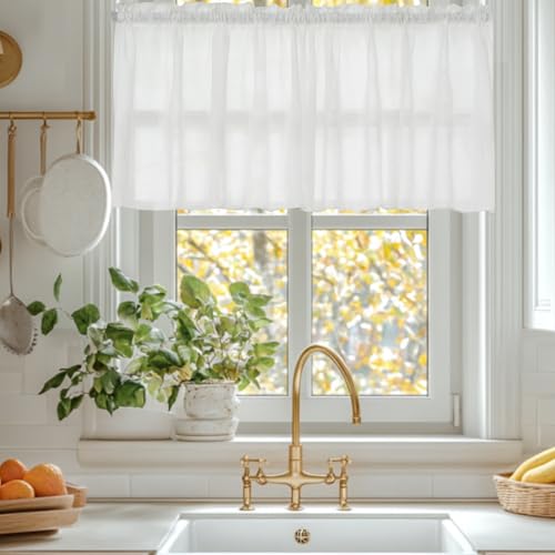 HiSnug Curtain Scheibengardinen Küche Weiß Leinen Bistrogardine für Balkontür Wohnwagen Landhausstil Bauernhaus Gardinen Kurz Halbtransparente Küchengardinen H90 x B65 cm - 2 Stück HiSnug Curtain Scheibengardinen Küche Weiß Leinen Bistrogardine für Balkontür Wohnwagen Landhausstil Bauernhaus Gardinen Kurz Halbtransparente Küchengardinen H90 x B65 cm - 2 Stück von HiSnug