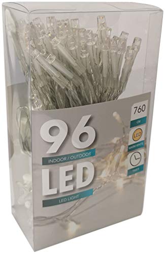 HiT Led Lichterkette Batterie Timer 96 Lämpchen warmweiß für innen und außen von HiT