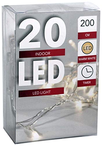 Led Lichterkette Batterie mit Timer 20 Leds warmweisses Licht transparentes Kabel von HiT