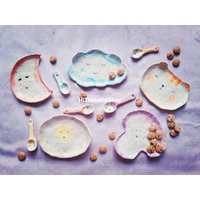 Cutie Tortenplatte Mit Löffel Set - Handgemachter Keramik Snack Teller Tapas Kid Es Geschirr Kitchenwear. Geschenkideen Aus Keramik. Baby von HiTheretheShop