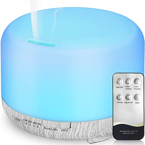Hianjoo Aroma Diffuser 450ml, Luftbefeuchter mit Timer, Ultraschall Aromatherapie Diffusor 7 Farben LED mit Fernbedienung für Schlafzimmer/Büro/Yoga/Spa - Weiß von Hianjoo