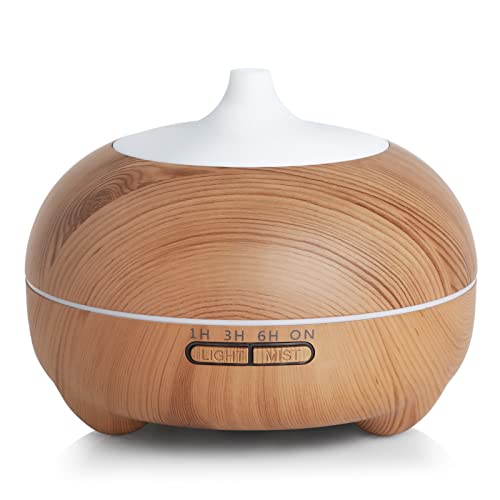 Hianjoo Aroma Diffuser 500ml, Ultraschall Luftbefeuchter Leise, Luftbefeuchter mit LED Licht Timer für Schlafzimmer kinderzimmer Yoga (Gelb) von Hianjoo