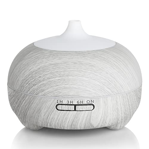 Hianjoo Aroma Diffuser 500ml, Ultraschall Luftbefeuchter Leise, Luftbefeuchter mit LED Licht Timer für Schlafzimmer kinderzimmer Yoga (Weiß) von Hianjoo