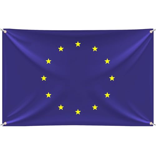 Hianjoo Europa Flagge 90X150cm, Europäische Union Flagge, EU Fahne mit 2 Messingösen, Wetterfeste Europa Fahne für Fahnenmast von Hianjoo