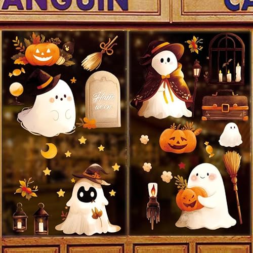 Hianjoo Fensterbilder Halloween Deko, Fenster Aufkleber Dekorationen, 71 Stück Fenstersticker Selbstklebend mit Geist Bat Kürbis, Halloween Fensterdeko für Party Hianjoo Fensterbilder Halloween Deko, Fenster Aufkleber Dekorationen, 71 Stück Fenstersticker Selbstklebend mit Geist Bat Kürbis, Halloween Fensterdeko für Party von Hianjoo