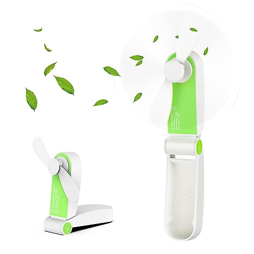 Hianjoo USB Mini Handventilator, Tragbarer Wiederaufladbar Handventilator und Standbar Faltbarer Lüfter für Zuhause Outdoor und Büro [2 Geschwindigkeit Einstellbar] - Grün von Hianjoo