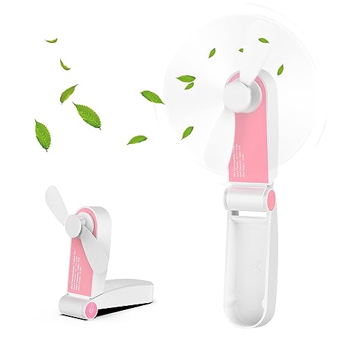 Hianjoo USB Mini Handventilator, Tragbarer Wiederaufladbar Handventilator und Standbar Faltbarer Lüfter für Zuhause Outdoor und Büro [2 Geschwindigkeit Einstellbar] - Pink von Hianjoo