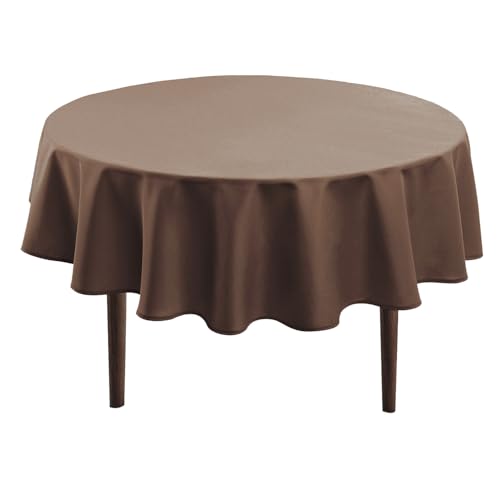 Hiasan Braun Wasserabweisend Tischdecke aus Polyester,Rund160cm,Anti-Falten Tischtuch,geeignet für Küche,Restaurant,Hochzeit von Hiasan