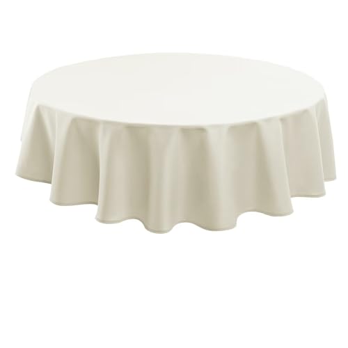 Hiasan Champagner Wasserabweisend Tischdecke aus Polyester,Rund150cm,Anti-Falten Tischtuch,geeignet für Küche,Restaurant,Hochzeit von Hiasan