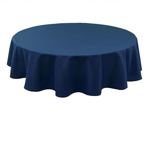 Hiasan Dunkelblau Wasserabweisend Tischdecke aus Polyester,Rund120cm,Anti-Falten Tischtuch,geeignet für Küche,Restaurant,Hochzeit von Hiasan